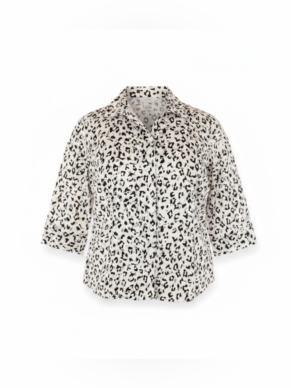 Apt 9 2X white & black animal print button up‎ short sleeve cotton blend  top